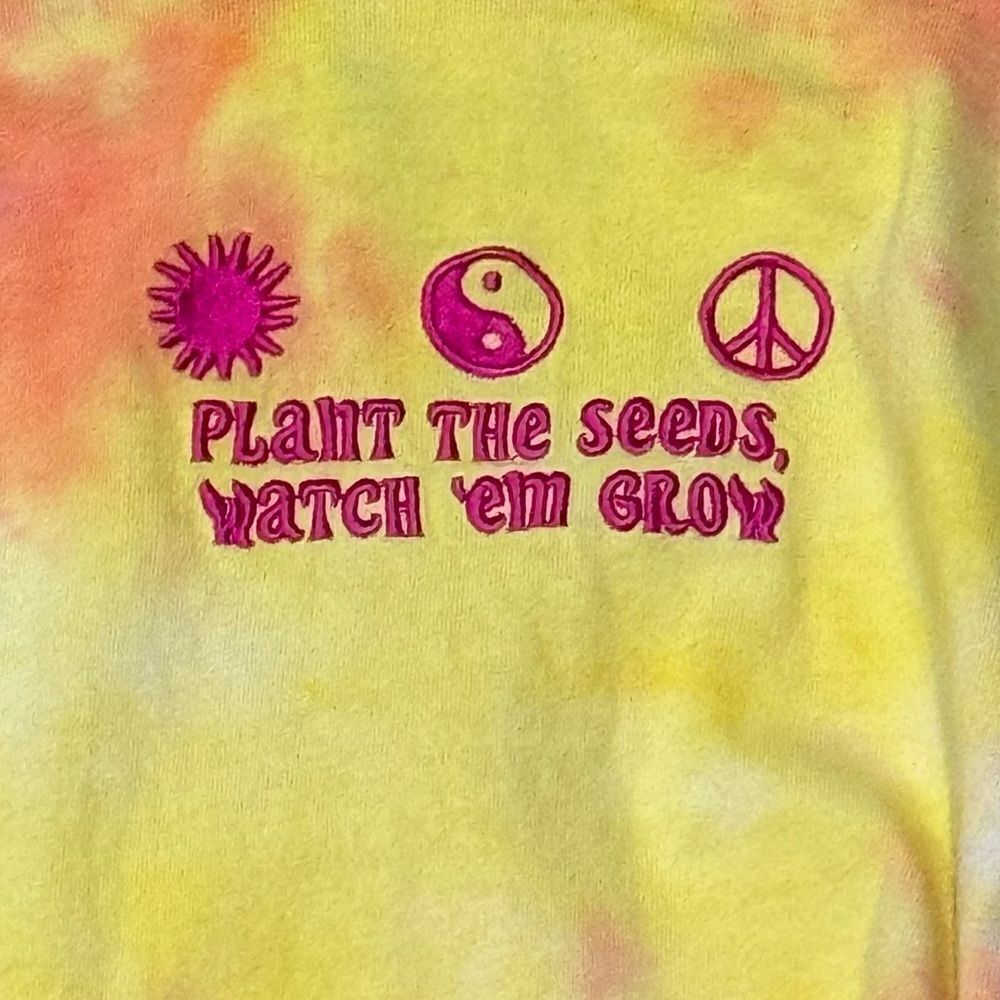 A.Lab Tie Dye Plant Cropped Long Sleeve Tee Shirt Women’s Small - Picture 2 of 4
